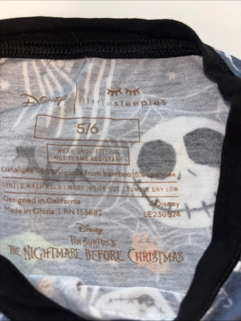 Little Sleepies Jack Skellington bamboo pajamas set 5/6 nightmare Christmas